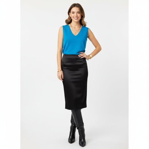 Akris Punto Blue Knit Sleeveless V Neck Top 10 - Picture 5 of 7